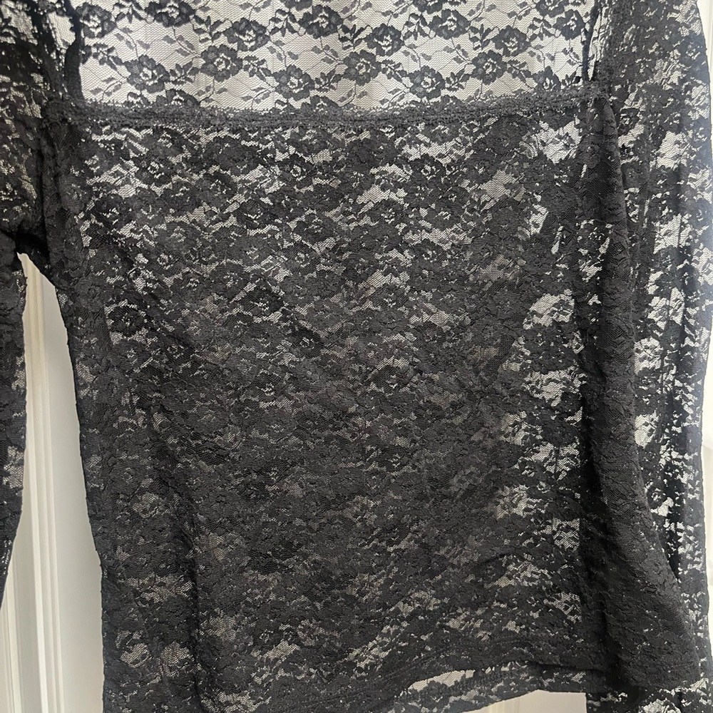 Brandy Melville Black Floral Lace Top